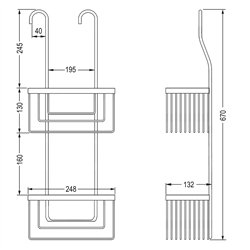 Portagel cesta rectangular doble ribero cromo brillo latón