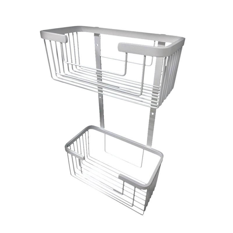 Portagel cesta rectangular doble blanco mate latón