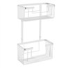 Portagel cesta rectangular doble blanco mate latón