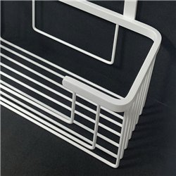 Portagel cesta rectangular doble blanco mate latón