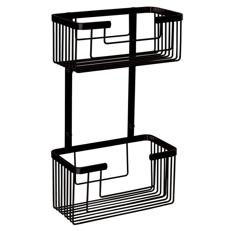 Portagel cesta rectangular doble negro mate latón