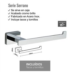 Portarrollos puentedey de 19 cm cromo brillo acero inoxidable
