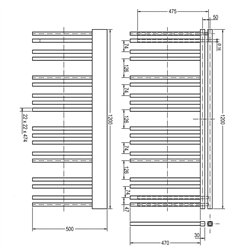 Secatoallas radiador calefacción de 120x50 butrera negro mate acero