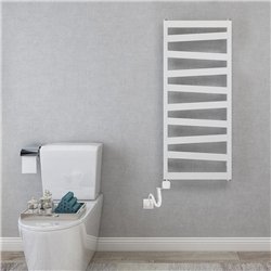 Secatoallas radiador eléctrico de 120x47 desigual blanco brillo acero