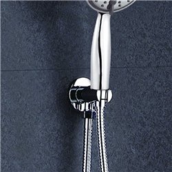 Soporte con toma de agua redondo cromo brillo latón