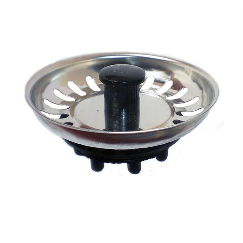 Tapón fregadero acero inox. con goma cromo brillo
