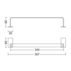 Toallero costado sin taladros de 36 cm negro mate acero inoxidable