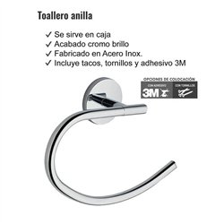 Toallero de anilla villanueva de 22 cm cromo brillo acero inoxidable
