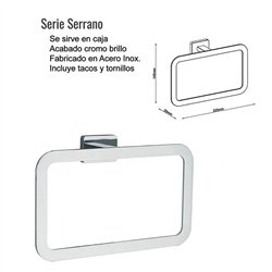 Toallero de anilla puentedey de 22 cm cromo brillo acero inoxidable