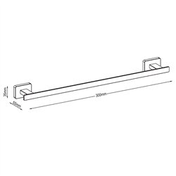Toallero de barra puentedey de 30 cm cromo brillo acero inoxidable