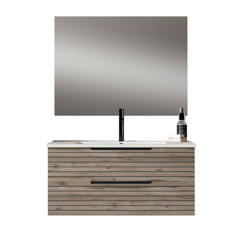 Mueble + lavabo lusa sobre encimera 100x45 cm desierto mate 2
