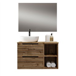 Mueble + lavabo lusa sobre encimera 60x45 cm + c/mod. desierto mate 2 cajones su