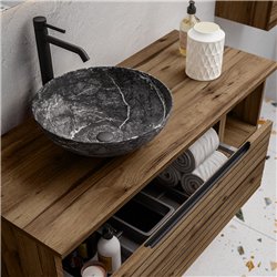 Mueble + lavabo lusa sobre encimera 60x45 cm + c/mod. desierto mate 2 cajones su