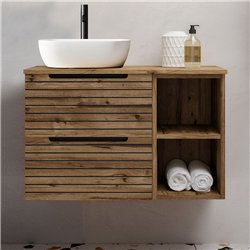 Mueble + lavabo lusa sobre encimera 60x45 cm + c/mod. desierto mate 2 cajones su