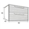 Mueble + lavabo lusa sobre encimera 60x45 cm + c/mod. desierto mate 2 cajones su