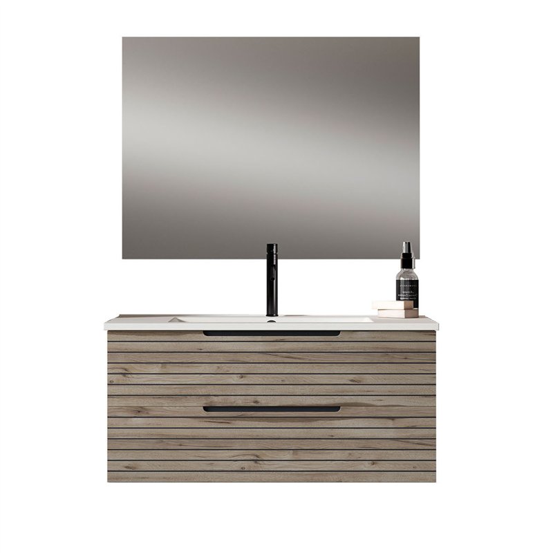 Mueble + lavabo lusa 100x45 cm desierto mate 2 cajones suspendido
