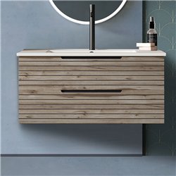 Mueble + lavabo lusa 100x45 cm desierto mate 2 cajones suspendido