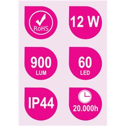 Aplique led guerrero 12w de 45 cm cromo brillo 6000 k aluminio