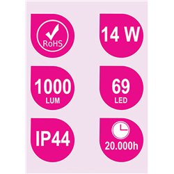 Aplique led guerrero 14w de 60 cm cromo brillo 6000 k aluminio