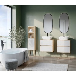 Mueble nordico 80x45 2c bco m/madera susp oportunidad