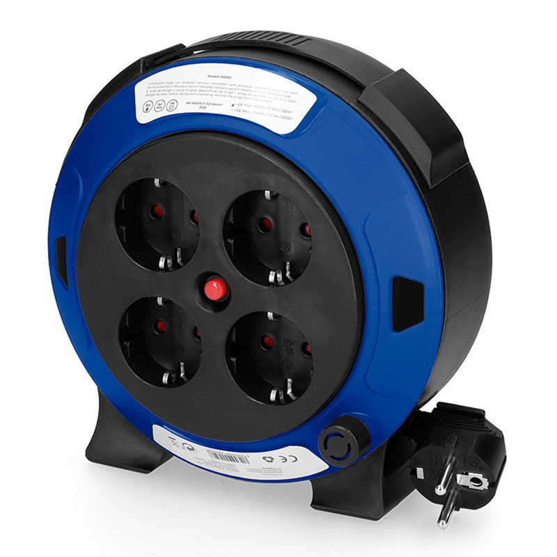 Enrollacables 05 m 3 g 1,00 mm² 4 tomas bipolares con t/tl hogar con protector t