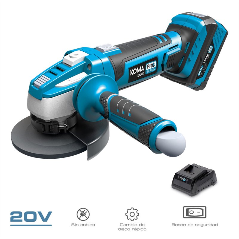 Kit amoladora 20 v con 1 bateria 4.0ah y cargador 08772. 28,9 x 27 cm. pro serie