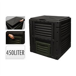 Caja de compostaje 450 l color negro 80x80x81cm progarden