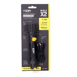 Linterna led táctica wolf x2 recargable 1500 lm / 450 lm ip67 ø4,0 x 17,8 cm