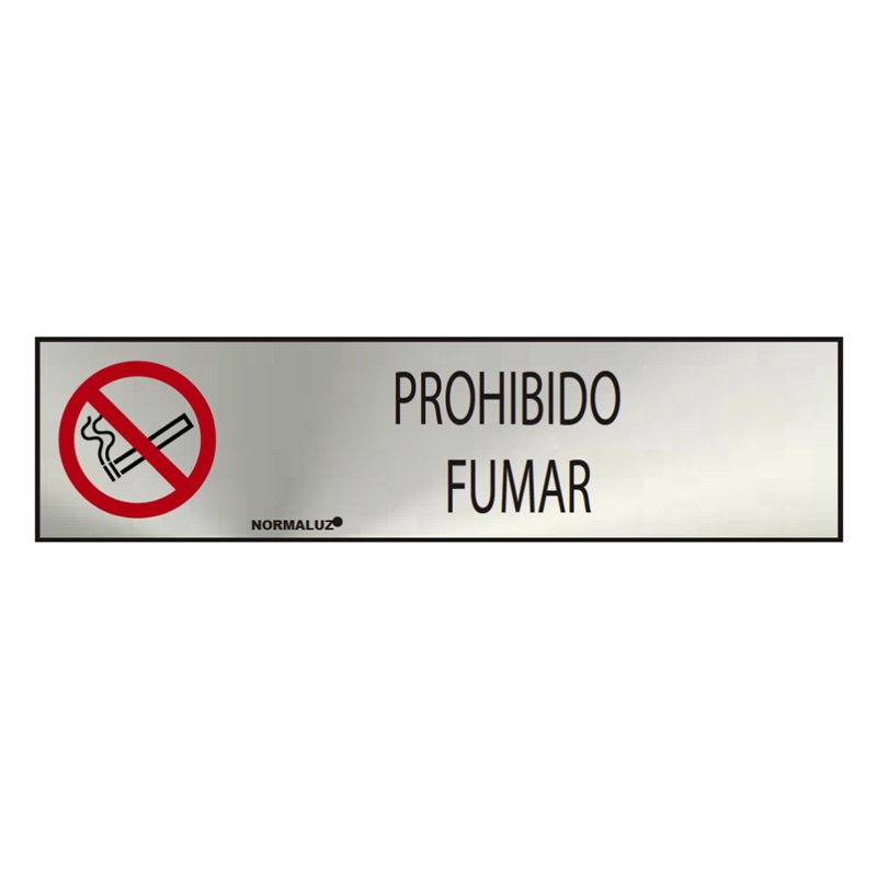 Cartel informativo 'prohibido fumar' (inox adhesivo 0.8mm) 5x20cm normaluz