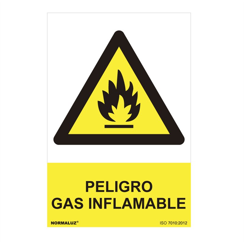 Cartel peligro 'peligro gas inflamable' (pvc 0.7mm) 30x40cm normaluz