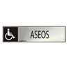 Cartel informativo 'aseos' discapacitados (inox adhesivo 0.8mm) 5x20cm normaluz