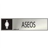 Cartel informativo 'aseos' mujer (inox adhesivo 0.8mm) 5x20cm normaluz