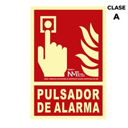 Cartel de extinción 'pulsador de alarma' clase a (pcv 1mm) 21x30cm normaluz