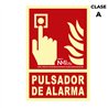 Cartel de extinción 'pulsador de alarma' clase a (pcv 1mm)  21x30cm normaluz