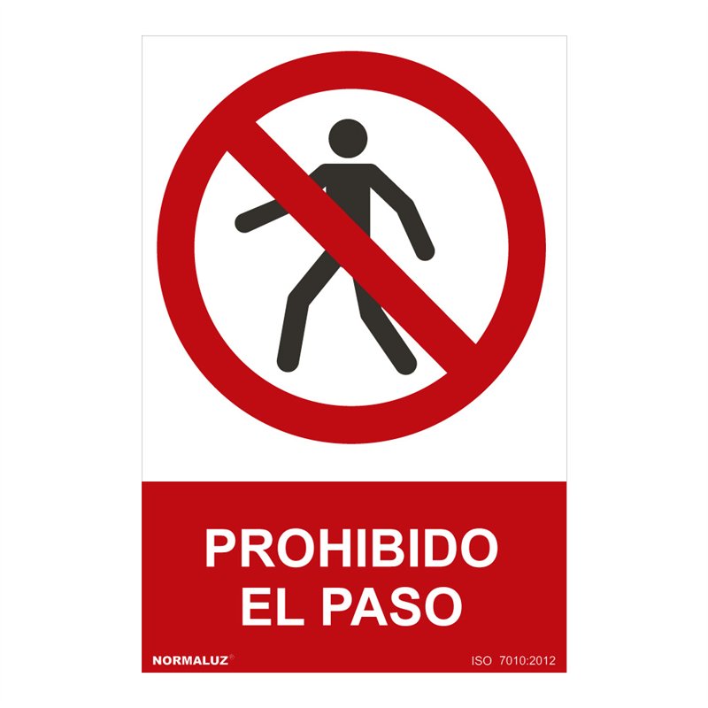 Cartel 'prohibido el paso' (pvc 0,7mm) 30x40cm normaluz