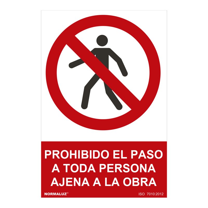 Cartel 'prohibido el paso a toda persona ajena a la obra' (pvc 0,7mm) 30x40cm no