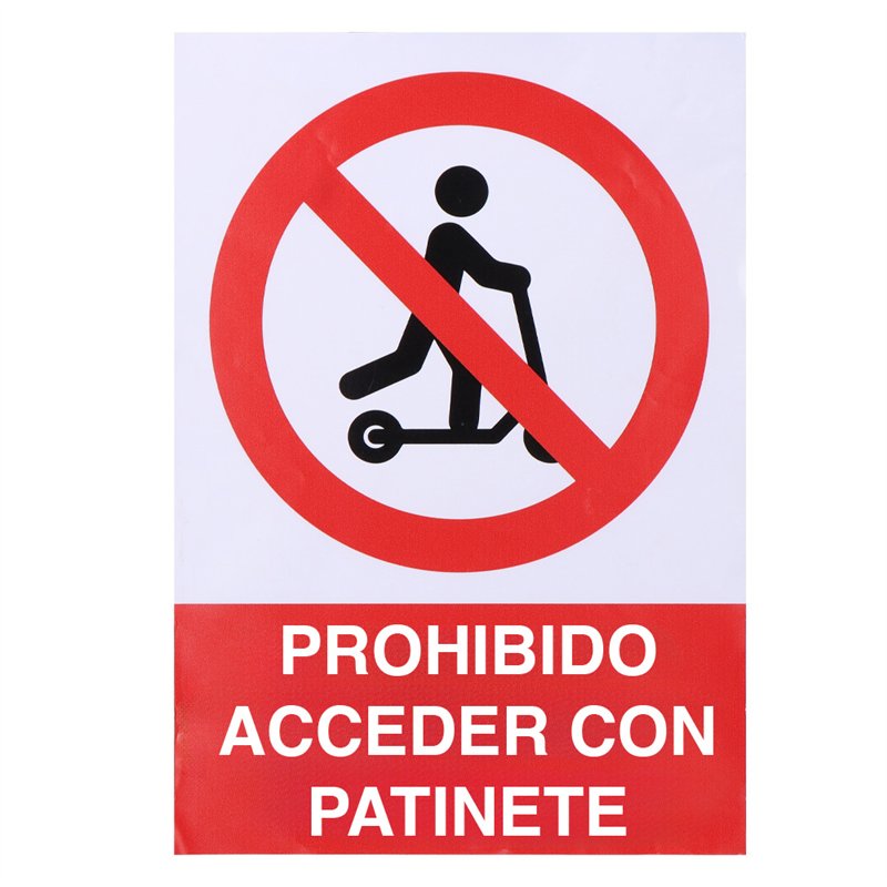 Señal adhesiva 'prohibido acceder con patinete' 21x30cm