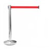 Poste separador inox con cinta roja extensible de 2 m x 5 cm