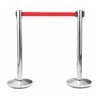 Poste separador inox con cinta roja extensible de 2 m x 5 cm