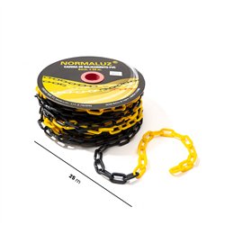 Cadena plastico amarilla y negra, 25m