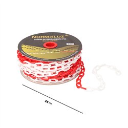 Cadena plastico blanca y roja, 25m