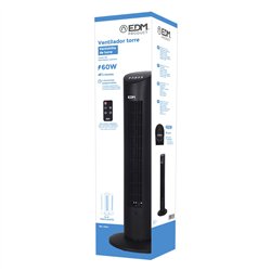 Ventilador de torre. potencia: 60 w 54,8 db, mando a distancia, negro 28 x 78,3