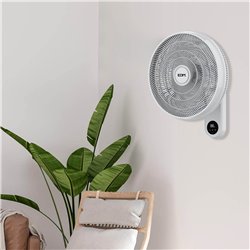 Ventilador pared mando a distancia, blanco, potencia 55 w