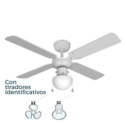 Ventilador de techo modelo caribe. color blanco. potencia: 50 w aspas: ø102 cm e