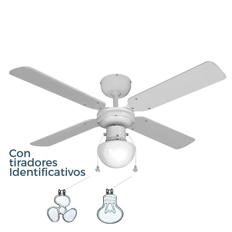 Ventilador de techo modelo caribe. color blanco. potencia: 50 w aspas: ø102 cm e