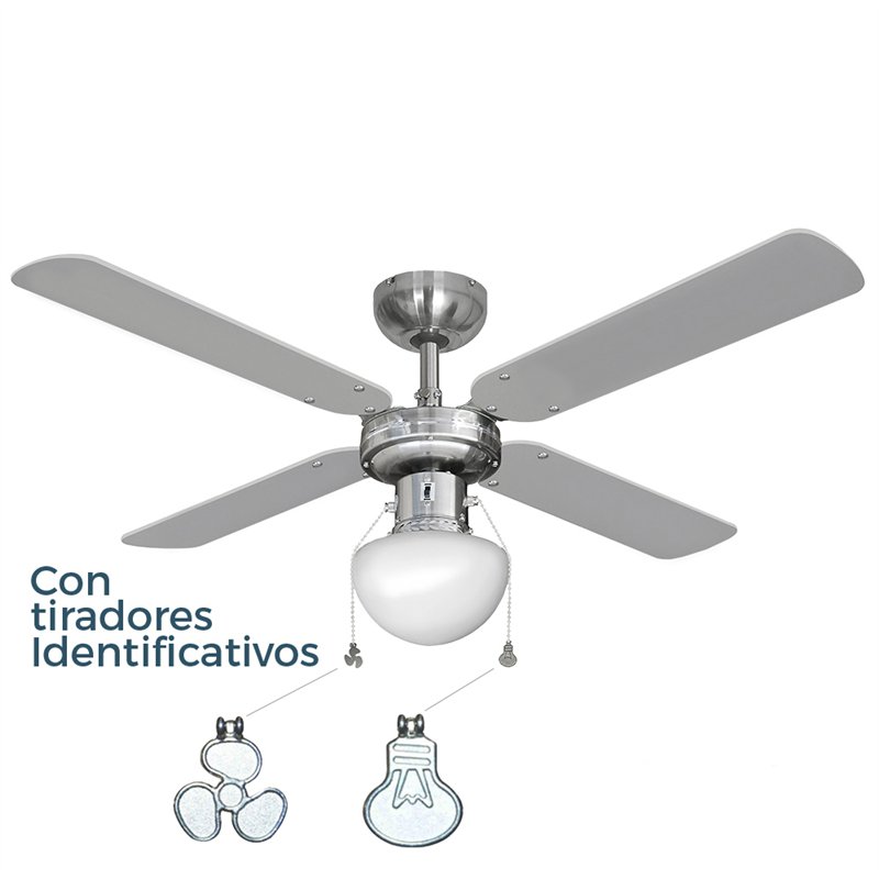 Ventilador de techo modelo caribe. color cromado. potencia: 50w aspas: ø102  cm