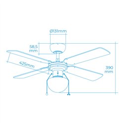 Ventilador de techo modelo caribe. color cromado. potencia: 50w aspas: ø102  cm