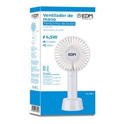 Ventilador de mano, recargable. 4,5 w aspas 10,6 x 6,5 x 22 cm