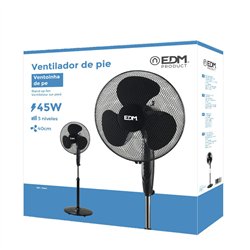 Ventilador pie 45 w 40 cm negro altura regu.110-130