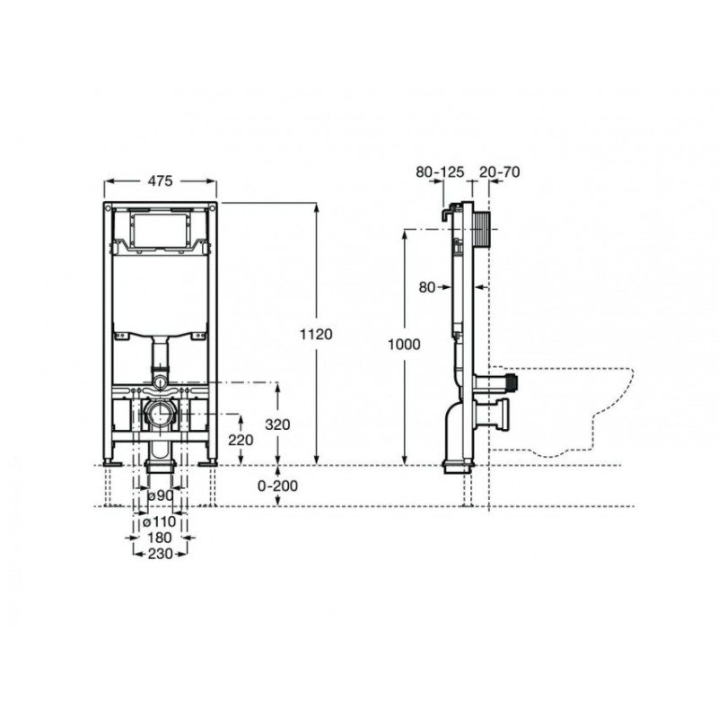 Roca A890073020 Duplo One Bastidor Con Cisterna Compacta Empotrable con